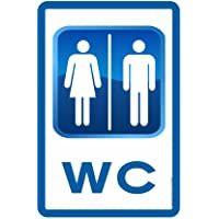 akrocard - Cartel Resistente PVC - WC DOBLE - Señaletica de informacion - señal disuasorio Ideal para Colgar y Advertir